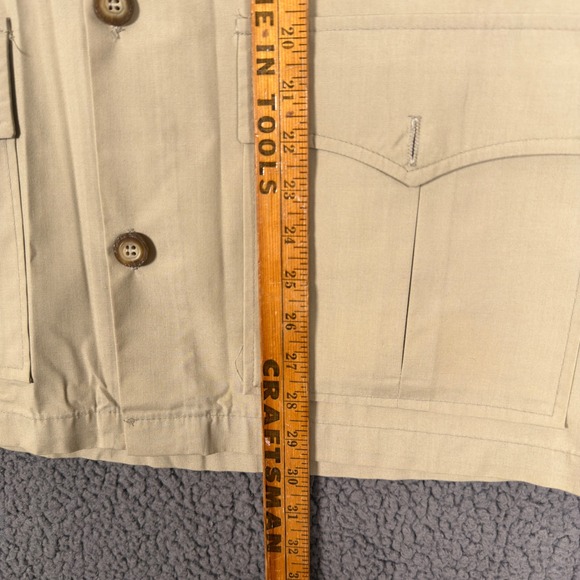 Vintage Woolrich Safari Field Jacket Shirt Mens Large Tan Utility Bush Hunting - Picture 8 of 8